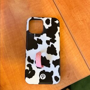Loopy Case Black and White Cow Print with Pink Loop